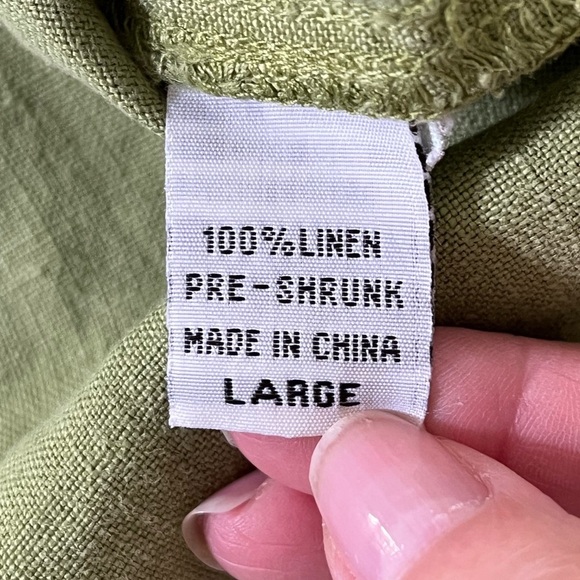 Heaven 100% Linen Womens Long Sleeve Button Front Top Shirt L Coastal Grandma - Picture 9 of 12